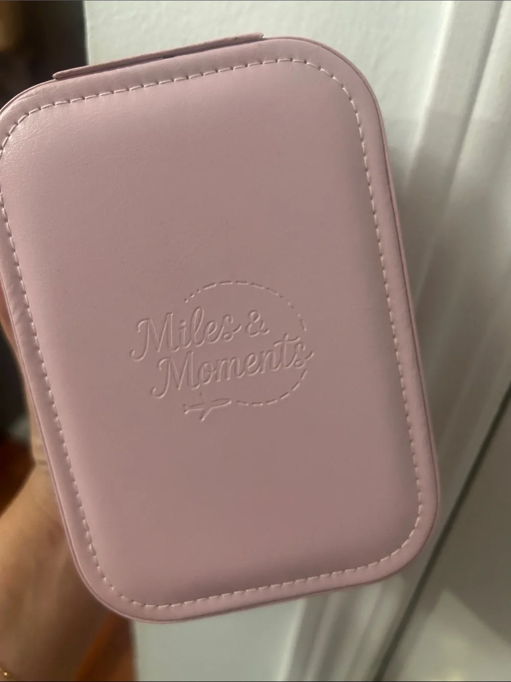 Portable Pink LED Makeup Mirror with Storage Case